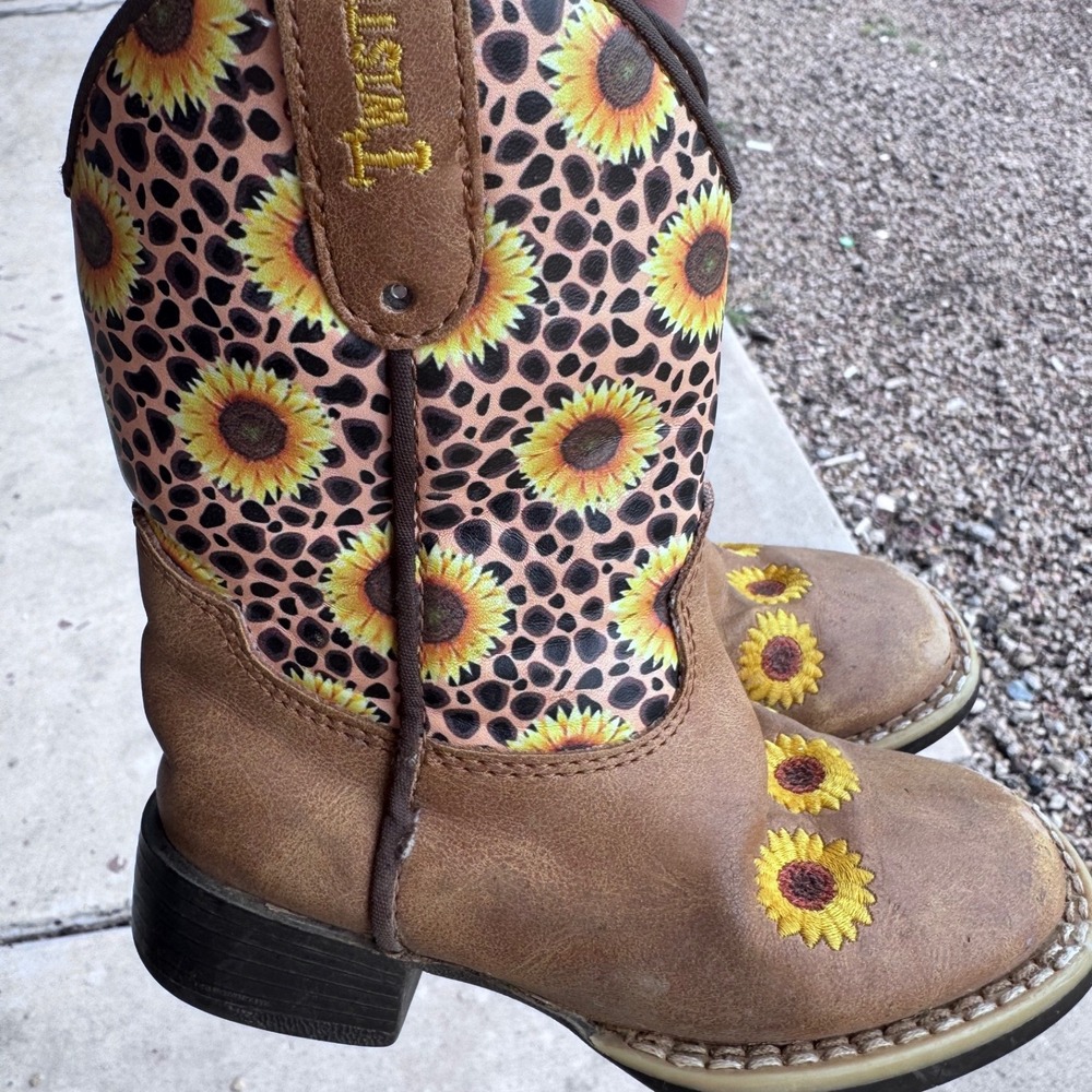 Twister Toddler boots girls 7 Sunflower Embroidered Leopard Brown Size 7 Twister